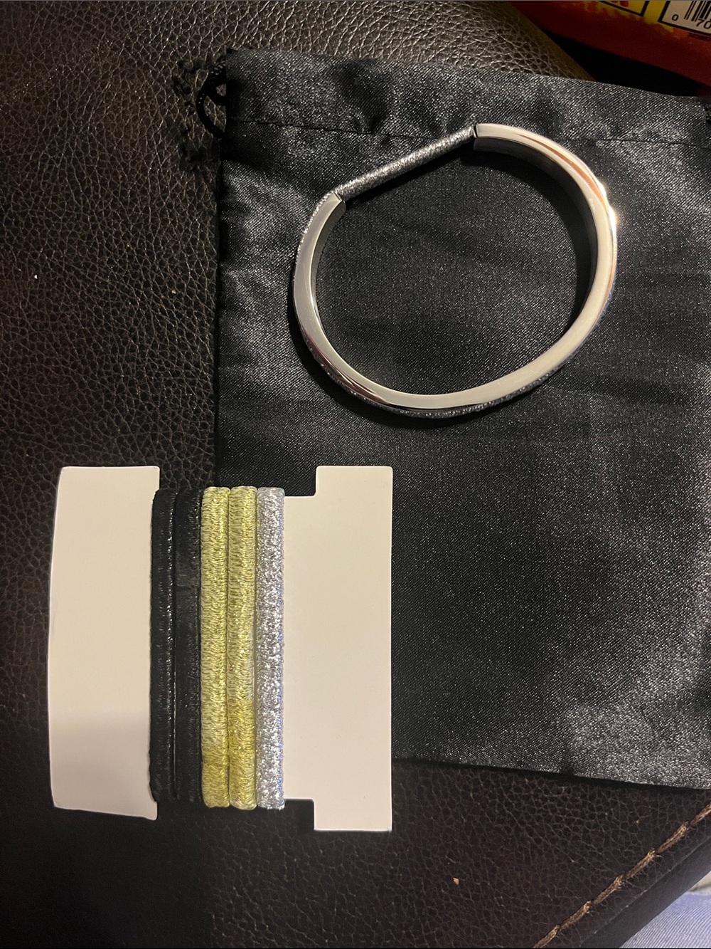 Bangle Bracelet with Metallic Hair Ties